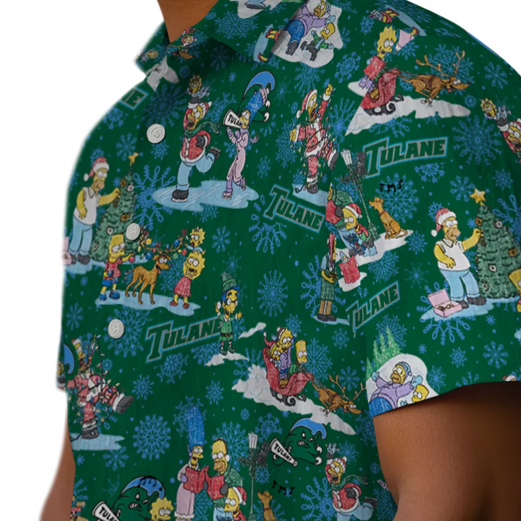Tulane Green Wave Hawaiian Shirt - Simpsons Christmas tulane green wave simpsons christmas green hawaiian shirts trendy