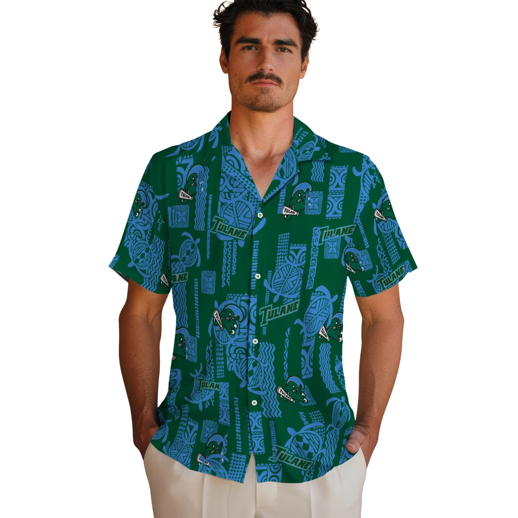 Tulane Green Wave Hawaiian Shirt - Turtle Lines tulane green wave turtle lines green hawaiian shirts fashion forward