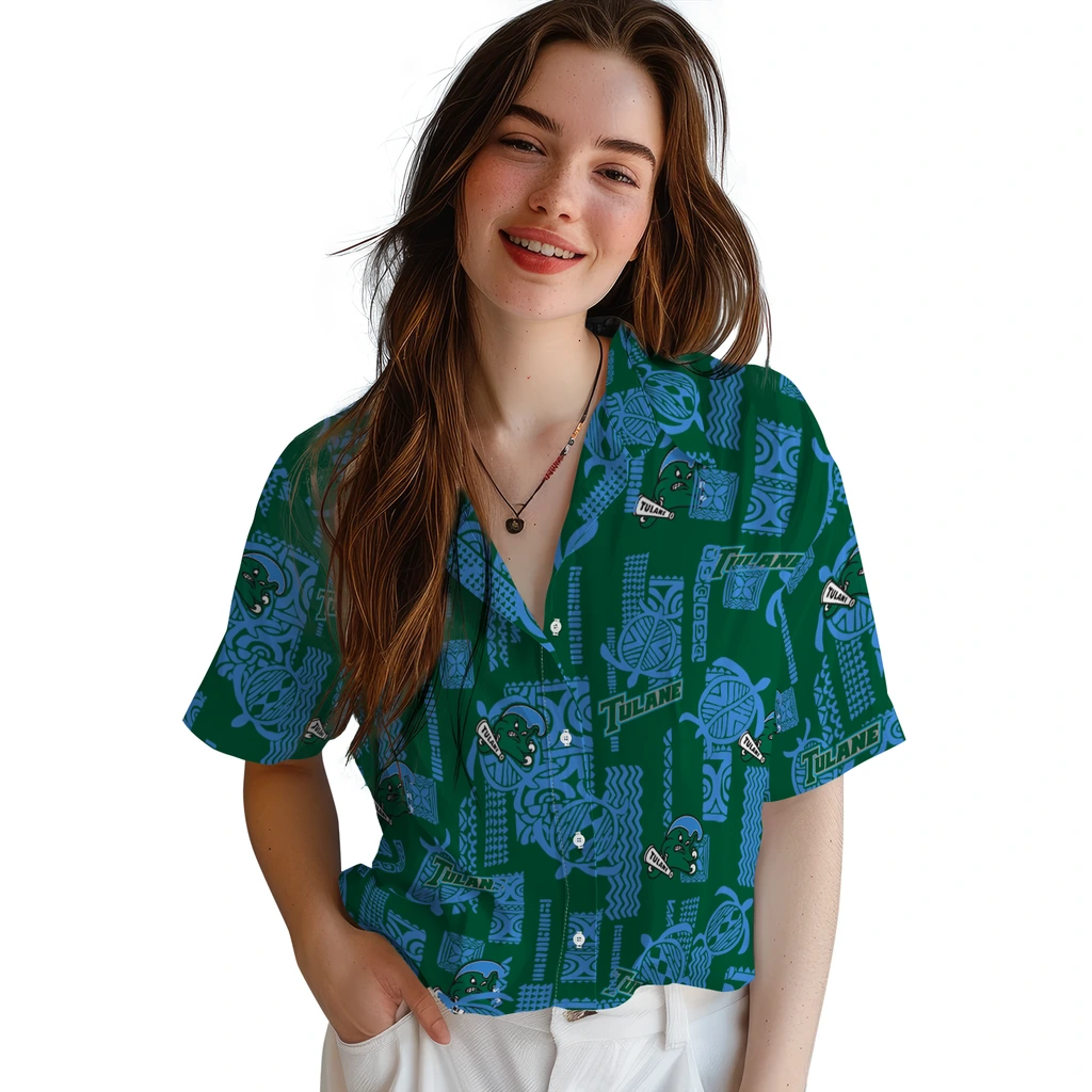 Tulane Green Wave Hawaiian Shirt - Turtle Lines tulane green wave turtle lines green hawaiian shirts latest model