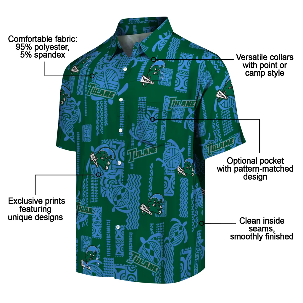 Tulane Green Wave Hawaiian Shirt - Turtle Lines tulane green wave turtle lines green hawaiian shirts new arrival