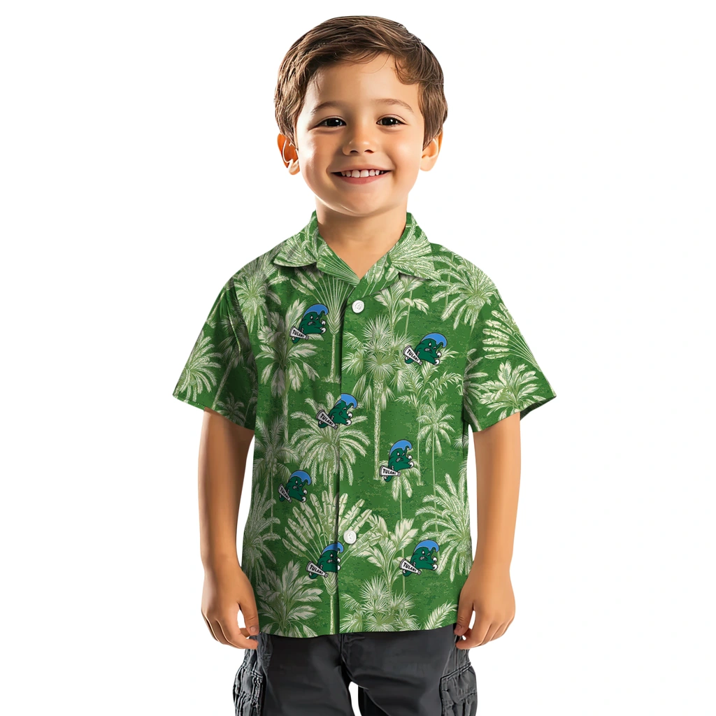 Tulane Green Wave Hawaiian Shirt - Vintage Palm Tree tulane green wave palm shadows green hawaiian shirts top rated