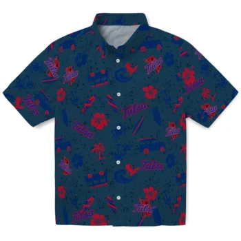 tulsa golden hurricane beach vibe navy hawaiian shirts best selling