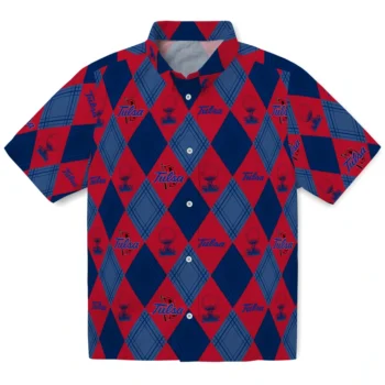 tulsa golden hurricane balloon plaid blue hawaiian shirts best selling