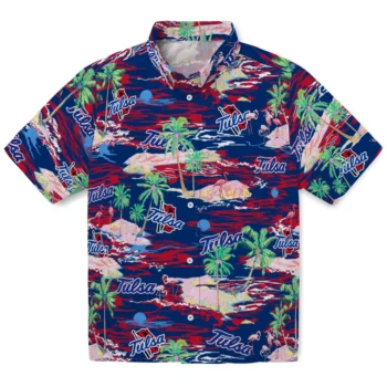 tulsa golden hurricane flamingo retreat blue hawaiian shirts best selling
