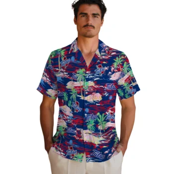 tulsa golden hurricane flamingo retreat blue hawaiian shirts fashion forward