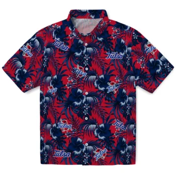 tulsa golden hurricane hibiscus exotic blue hawaiian shirts best selling