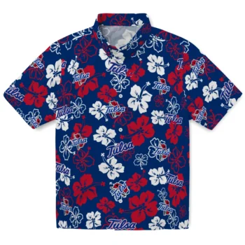 tulsa golden hurricane hibiscus bloom blue hawaiian shirts best selling