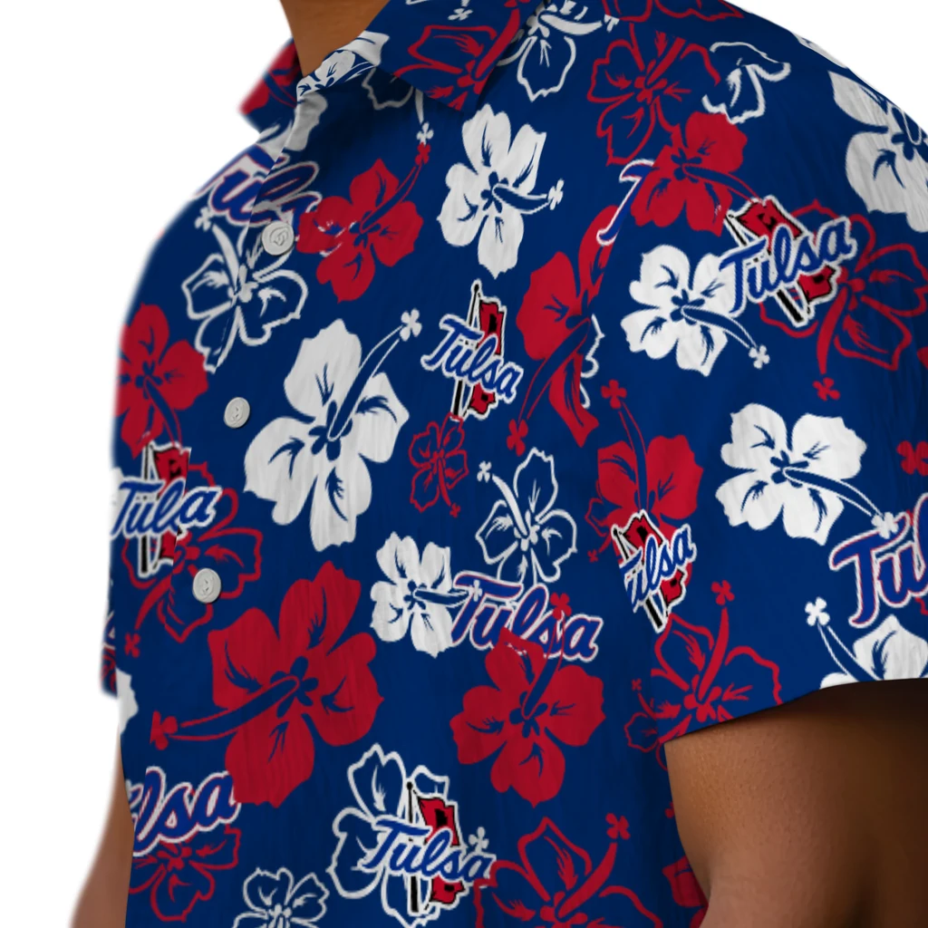 Tulsa Golden Hurricane Hawaiian Shirt - Hibiscus Flower Design tulsa golden hurricane hibiscus bloom blue hawaiian shirts trendy