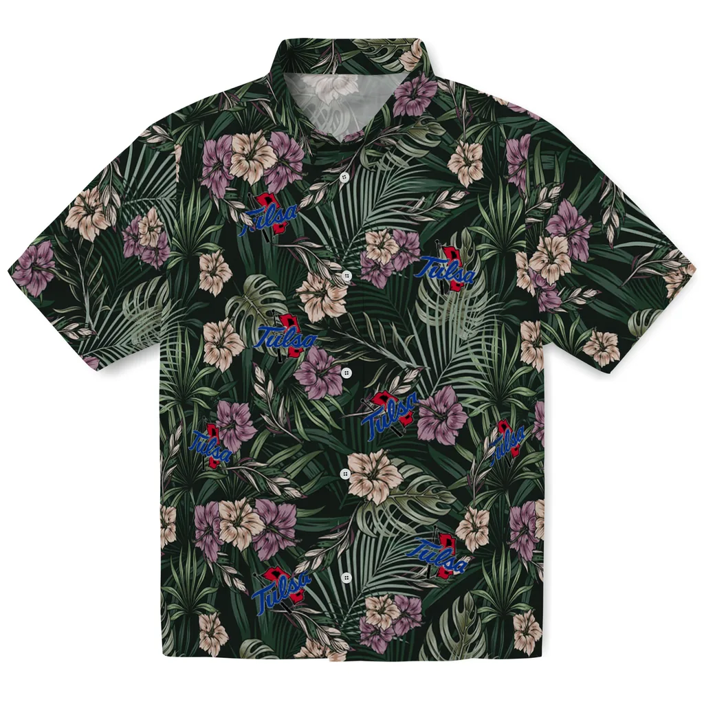 Tulsa Golden Hurricane Hawaiian Shirt - Hibiscus Leaves Pattern tulsa golden hurricane hibiscus leaves pattern green hawaiian shirts best selling
