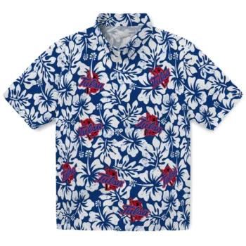 tulsa golden hurricane hibiscus motif blue white hawaiian shirts best selling