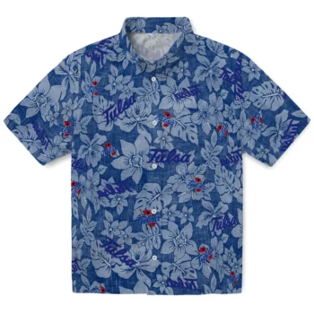 tulsa golden hurricane hibiscus oasis blue hawaiian shirts best selling