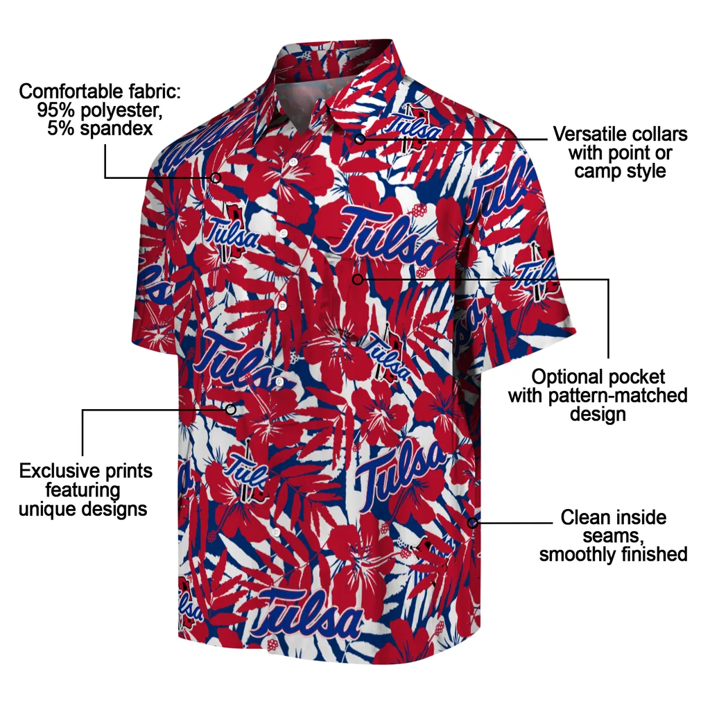 Tulsa Golden Hurricane Hawaiian Shirt - Hibiscus Overlay tulsa golden hurricane hibiscus overlay hawaiian shirts new arrival
