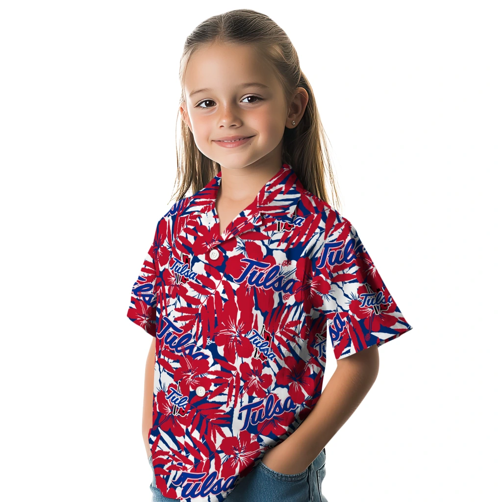 Tulsa Golden Hurricane Hawaiian Shirt - Hibiscus Overlay tulsa golden hurricane hibiscus overlay hawaiian shirts premium grade