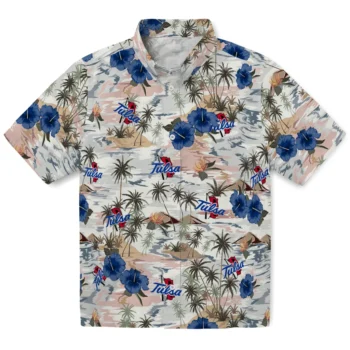 tulsa golden hurricane hibiscus seaside white hawaiian shirts best selling