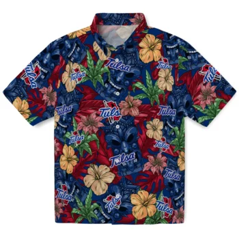 tulsa golden hurricane tiki jungle blue hawaiian shirts best selling