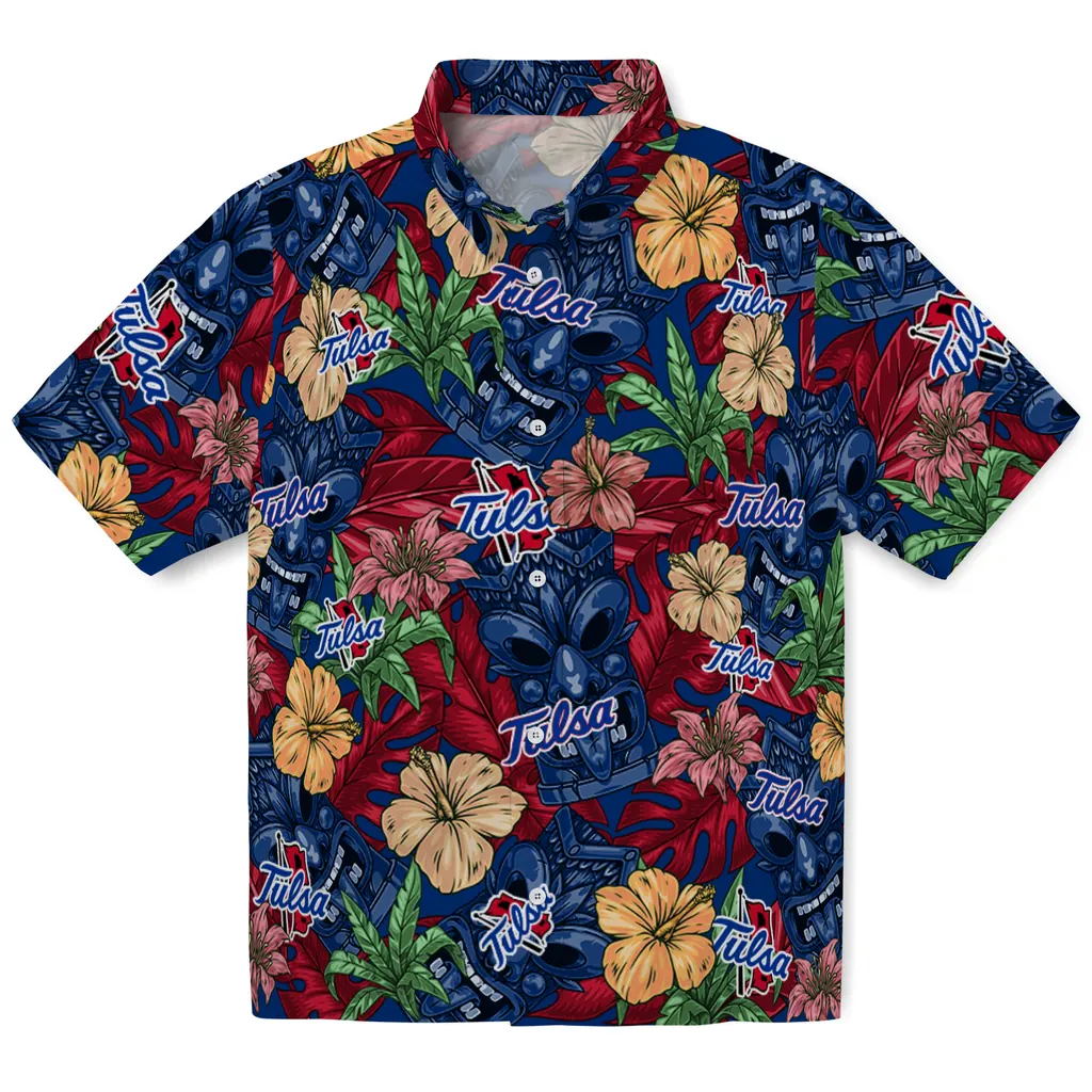 Tulsa Golden Hurricane Hawaiian Shirt - Hibiscus Tiki Jungle tulsa golden hurricane tiki jungle blue hawaiian shirts best selling