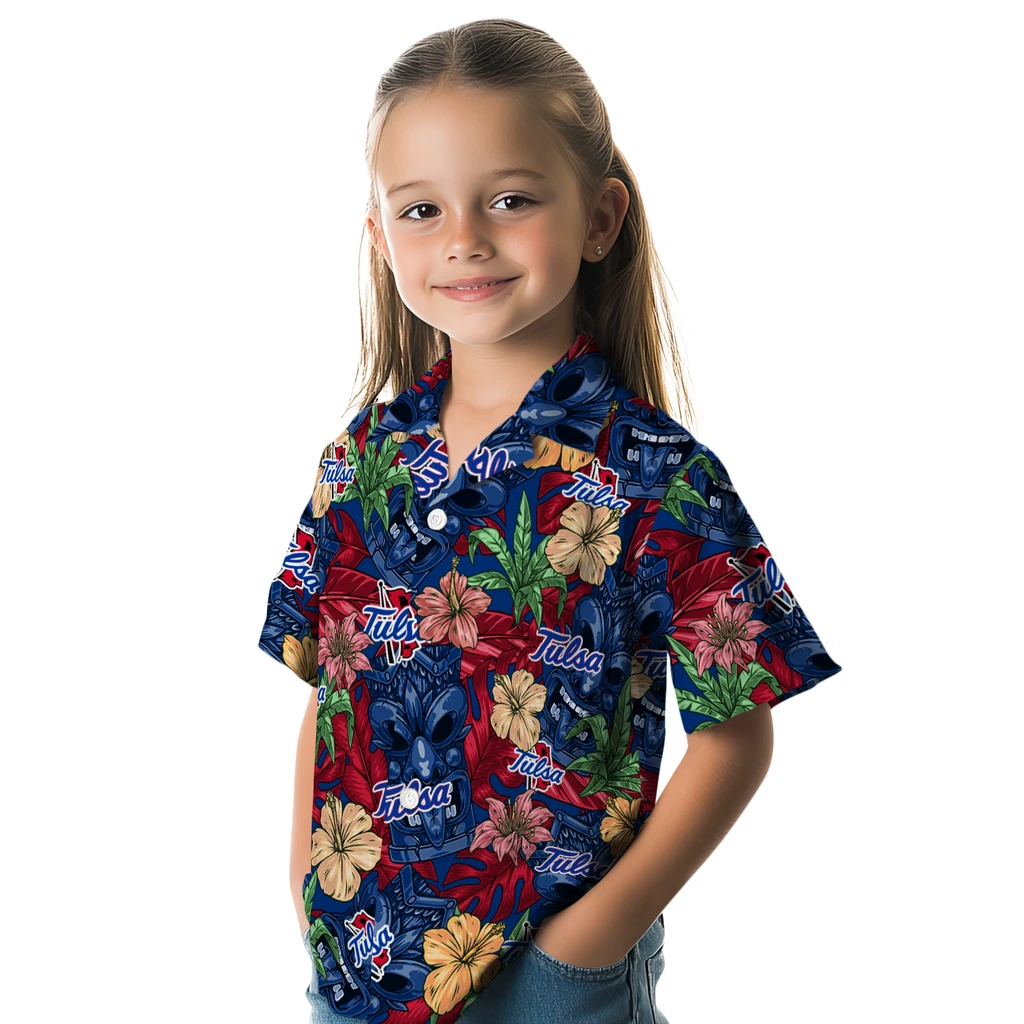Tulsa Golden Hurricane Hawaiian Shirt - Hibiscus Tiki Jungle tulsa golden hurricane tiki jungle blue hawaiian shirts premium grade