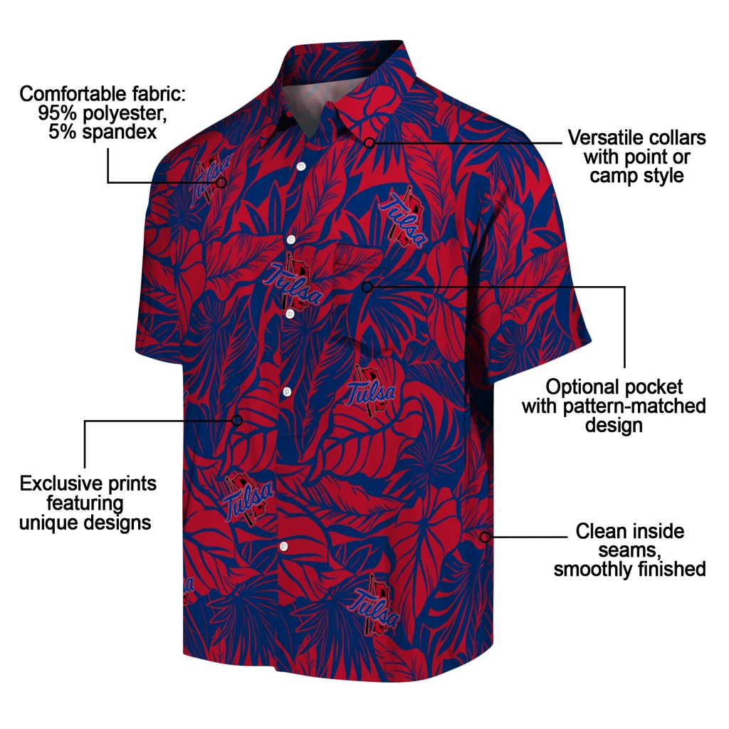 Tulsa Golden Hurricane Hawaiian Shirt - Monstera Layer tulsa golden hurricane monstera layer blue hawaiian shirts new arrival