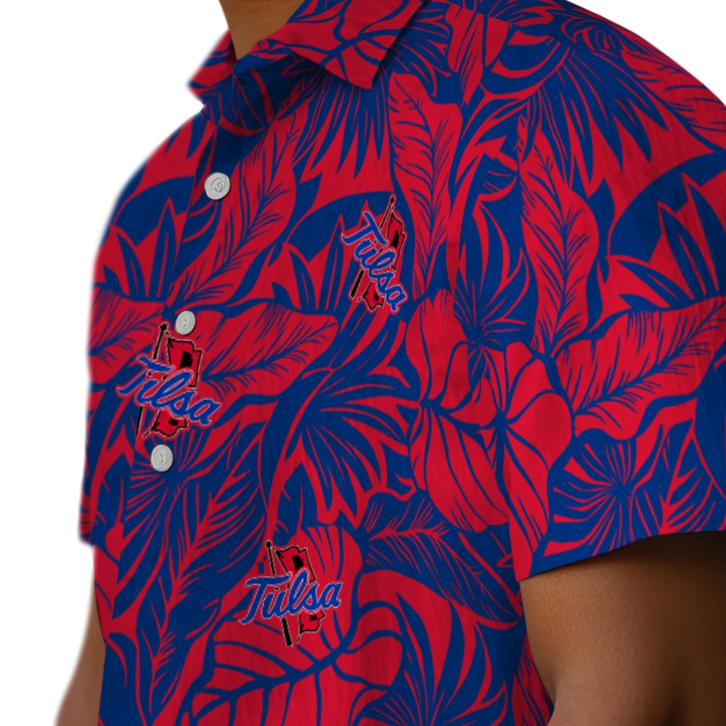 Tulsa Golden Hurricane Hawaiian Shirt - Monstera Layer tulsa golden hurricane monstera layer blue hawaiian shirts trendy