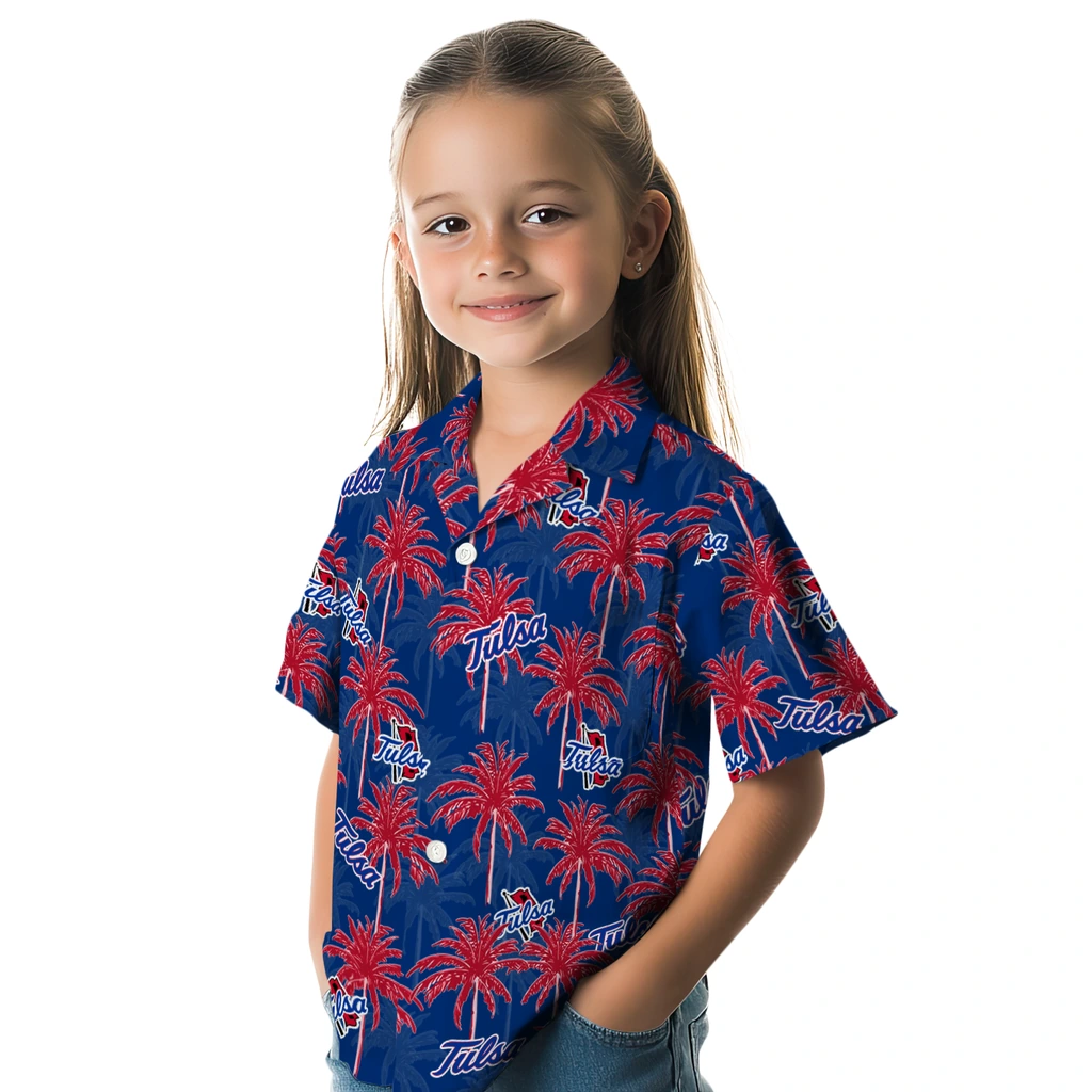 Tulsa Golden Hurricane Hawaiian Shirt - Palm Tree Motif tulsa golden hurricane palm grove blue hawaiian shirts premium grade
