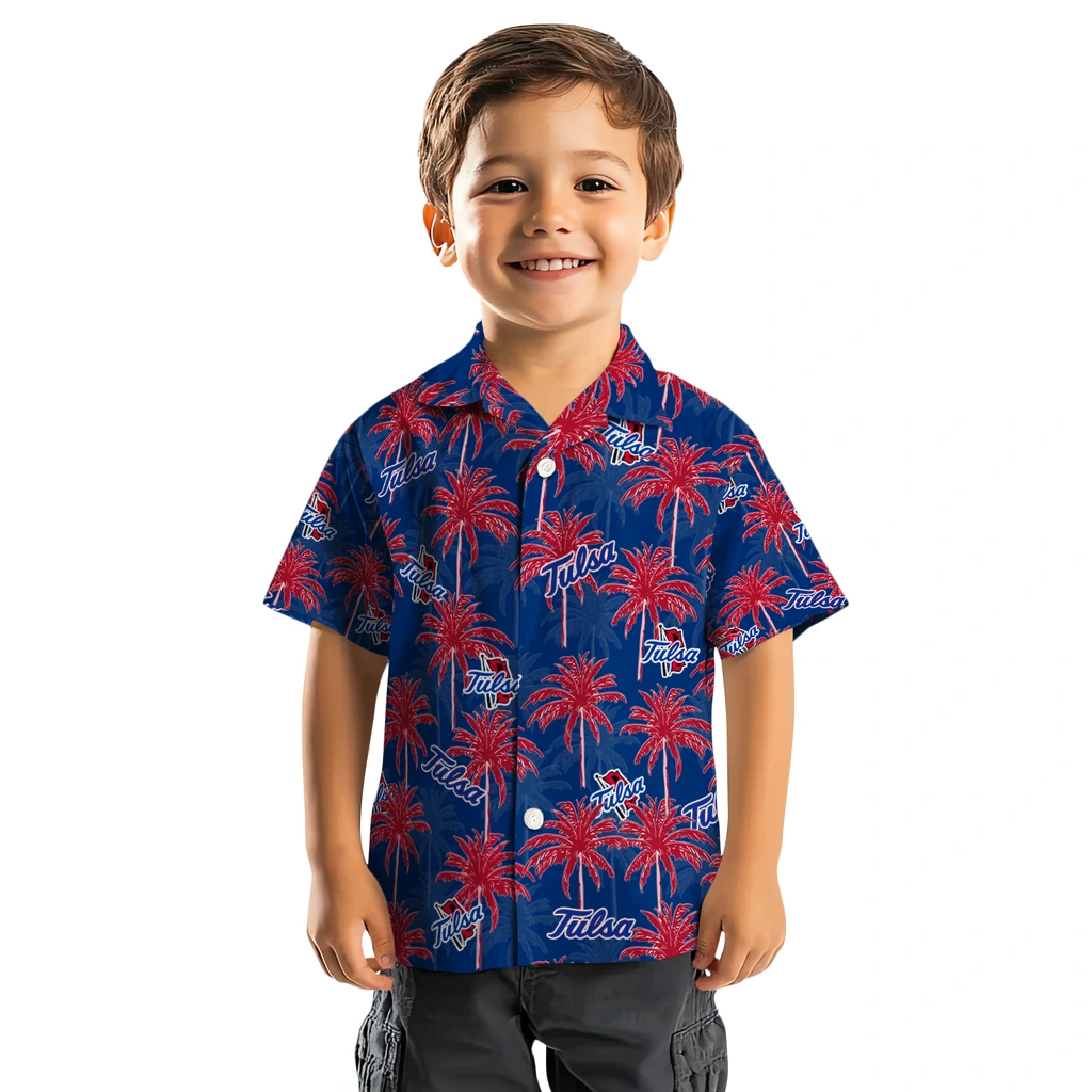 Tulsa Golden Hurricane Hawaiian Shirt - Palm Tree Motif tulsa golden hurricane palm grove blue hawaiian shirts top rated