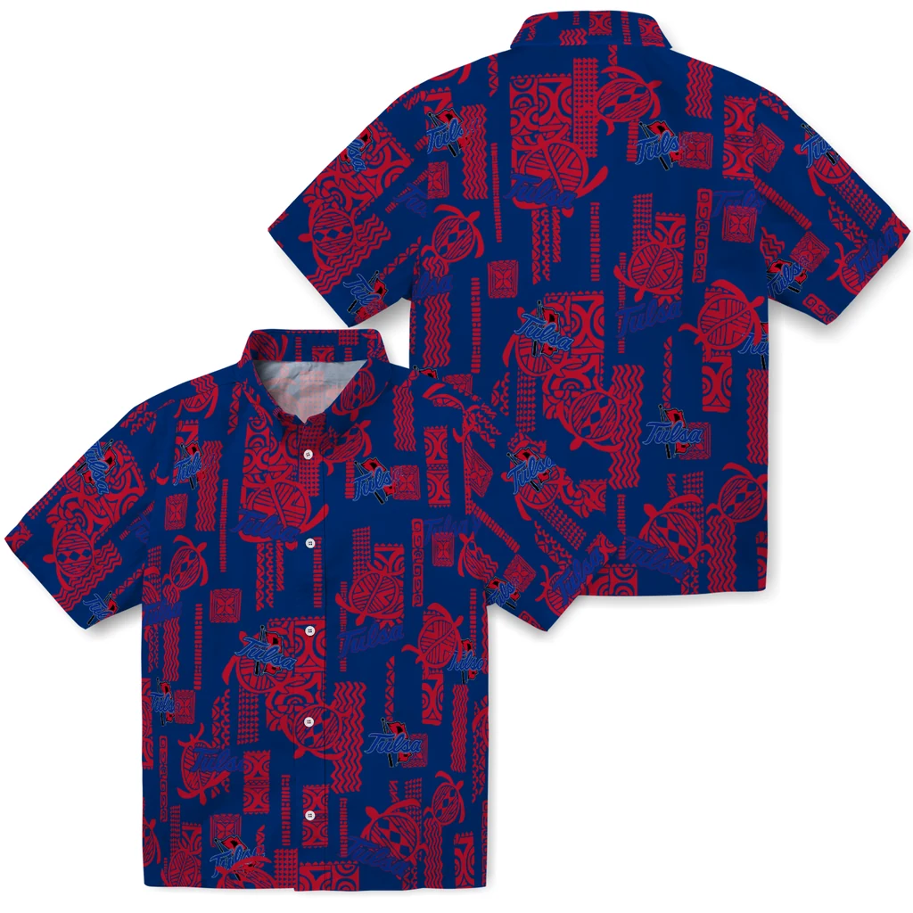 Tulsa Golden Hurricane Hawaiian Shirt - Turtle Lines tulsa golden hurricane turtle lines blue hawaiian shirts high quality