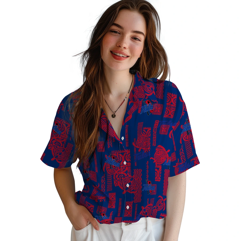 Tulsa Golden Hurricane Hawaiian Shirt - Turtle Lines tulsa golden hurricane turtle lines blue hawaiian shirts latest model
