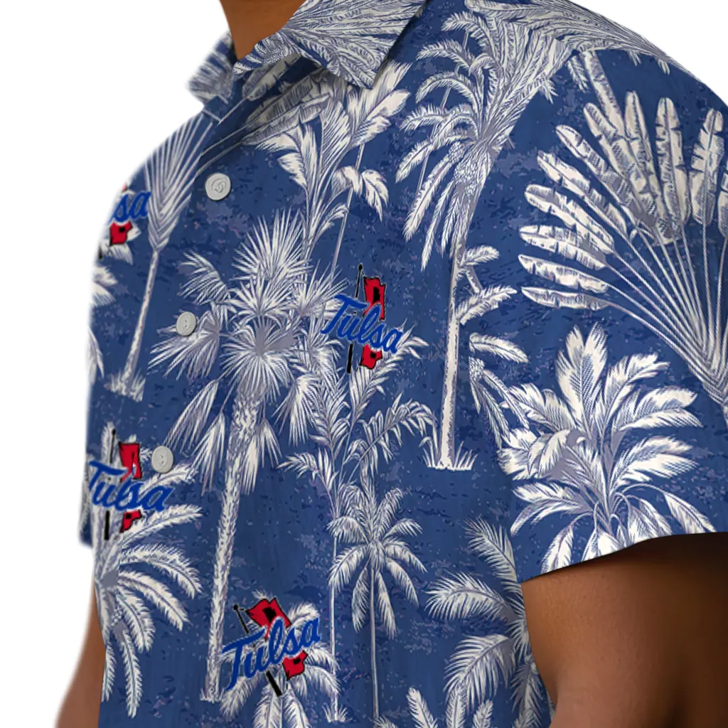 Tulsa Golden Hurricane Hawaiian Shirt - Vintage Palm Tree tulsa golden hurricane palm shadows blue hawaiian shirts trendy