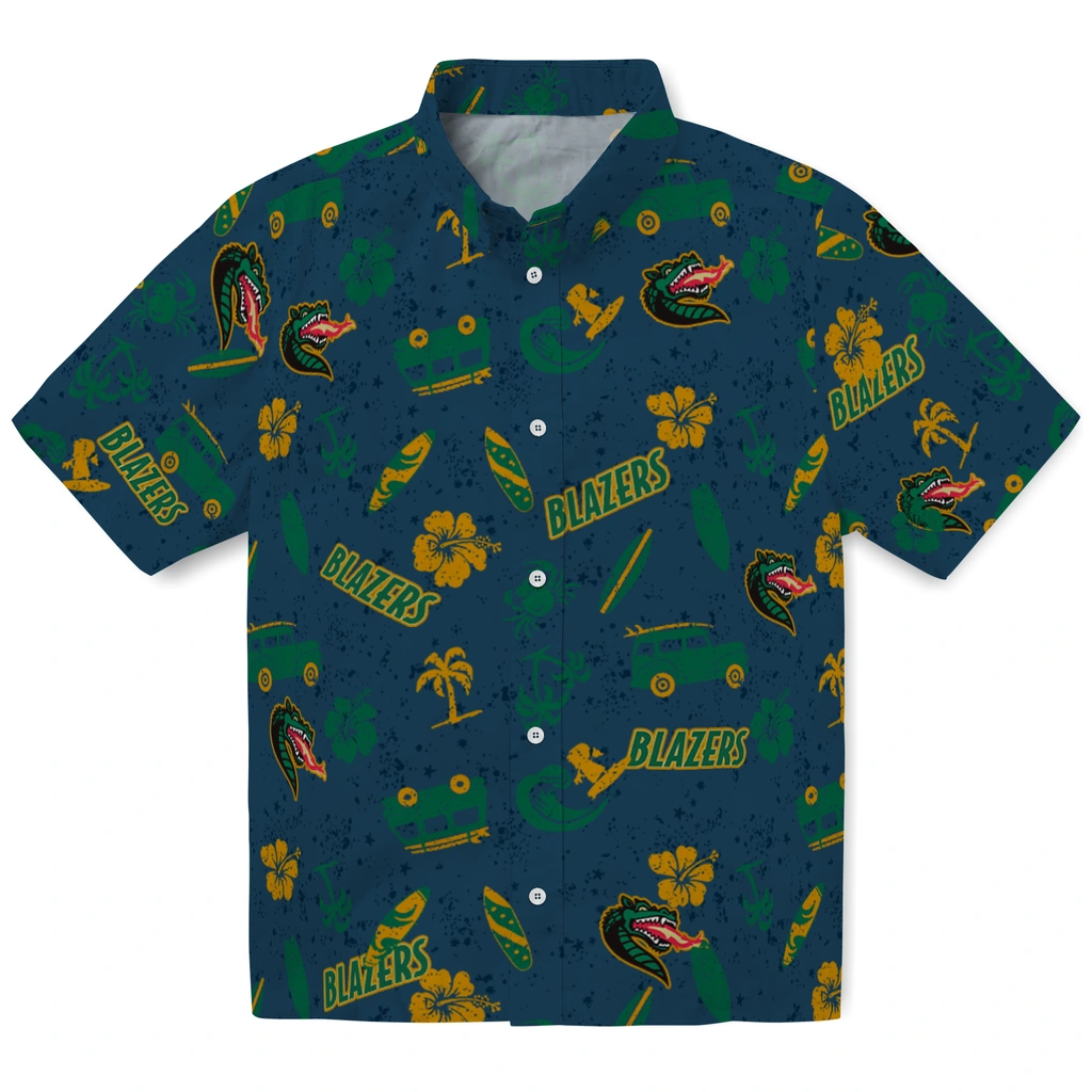 UAB Blazers Hawaiian Shirt - Beach Vibe uab blazers beach vibe navy hawaiian shirts best selling