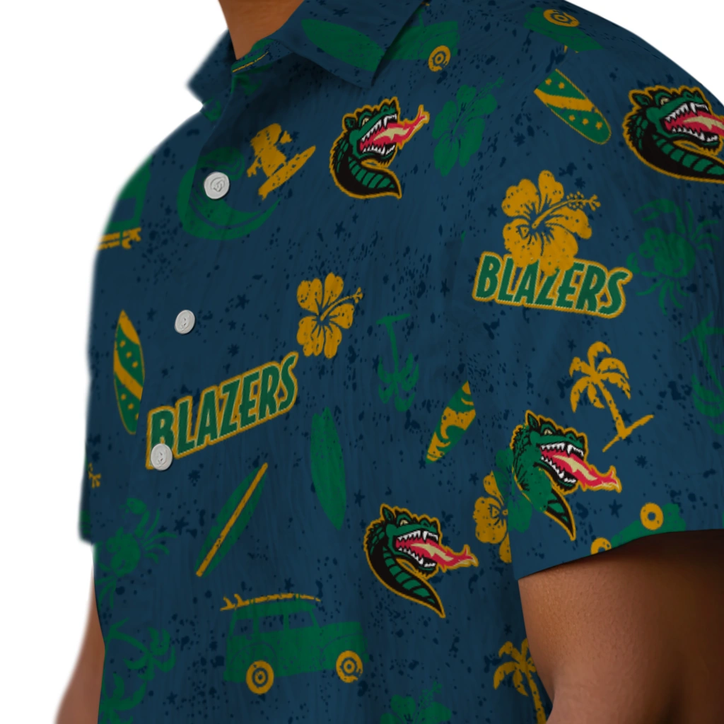 UAB Blazers Hawaiian Shirt - Beach Vibe uab blazers beach vibe navy hawaiian shirts trendy
