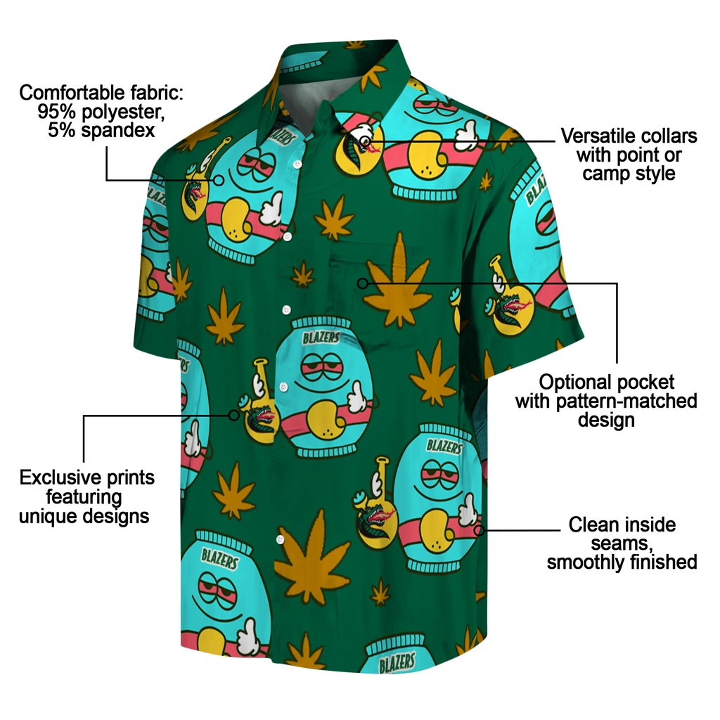 UAB Blazers Hawaiian Shirt - Chill Vibe uab blazers bong smile green hawaiian shirts new arrival
