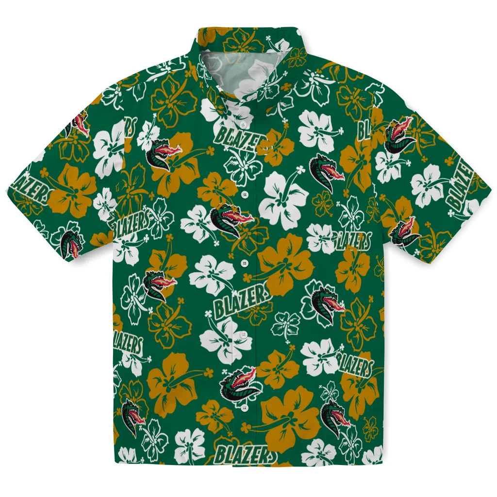 UAB Blazers Hawaiian Shirt - Hibiscus Flower Design uab blazers hibiscus bloom green hawaiian shirts best selling