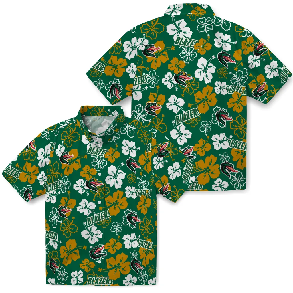 UAB Blazers Hawaiian Shirt - Hibiscus Flower Design uab blazers hibiscus bloom green hawaiian shirts high quality