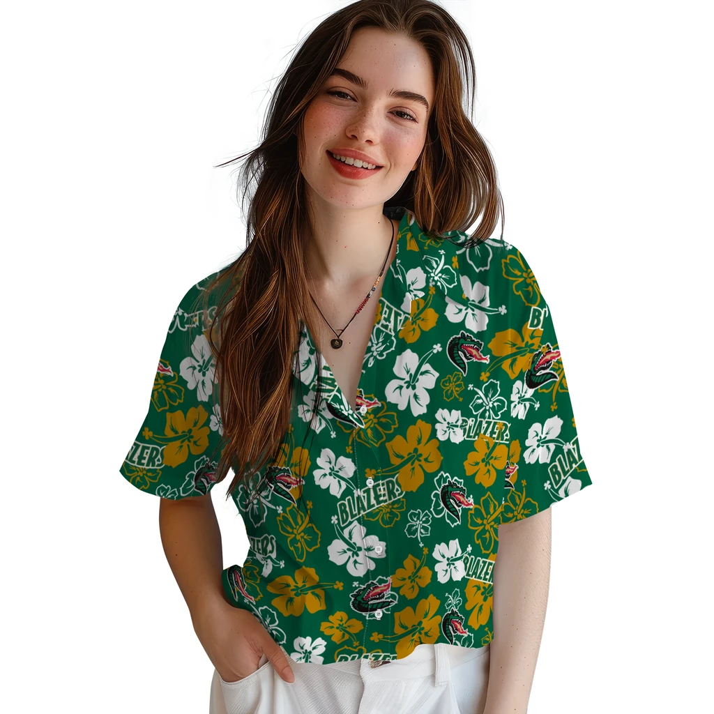 UAB Blazers Hawaiian Shirt - Hibiscus Flower Design uab blazers hibiscus bloom green hawaiian shirts latest model