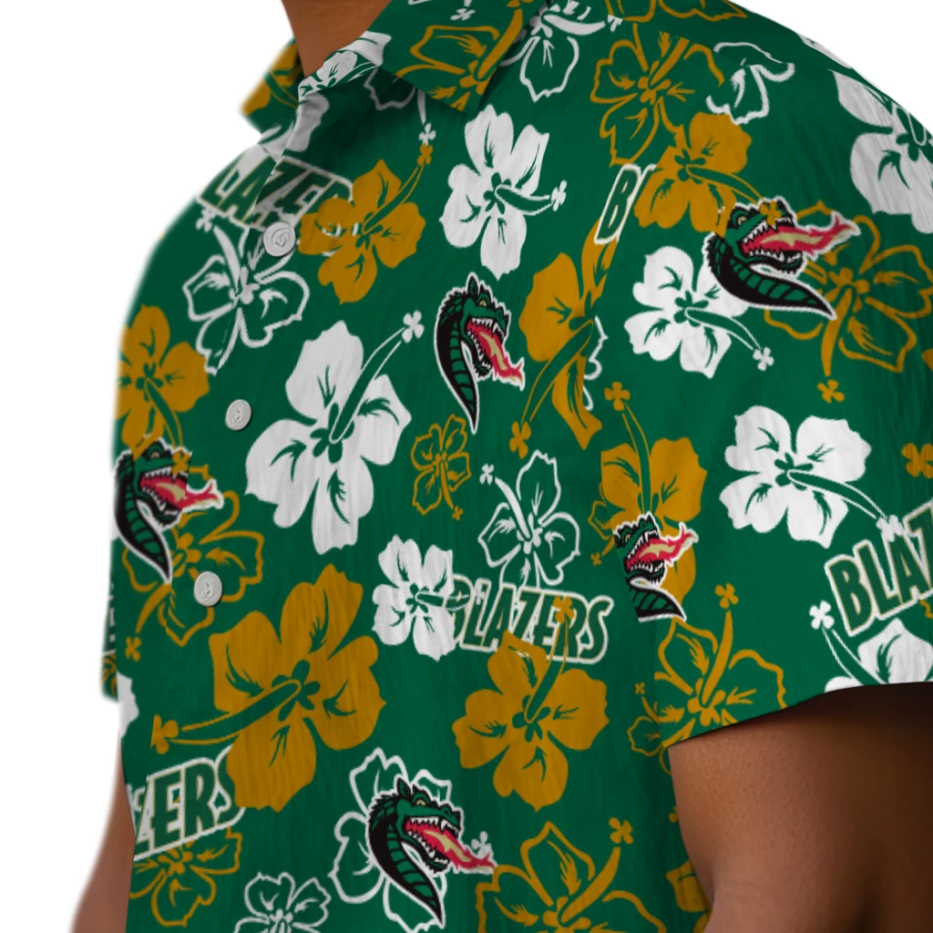 UAB Blazers Hawaiian Shirt - Hibiscus Flower Design uab blazers hibiscus bloom green hawaiian shirts trendy