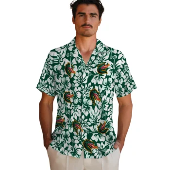 uab blazers hibiscus motif green white hawaiian shirts fashion forward