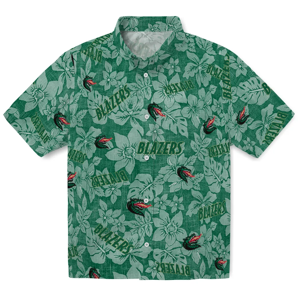 UAB Blazers Hawaiian Shirt - Hibiscus Oasis uab blazers hibiscus oasis green hawaiian shirts best selling