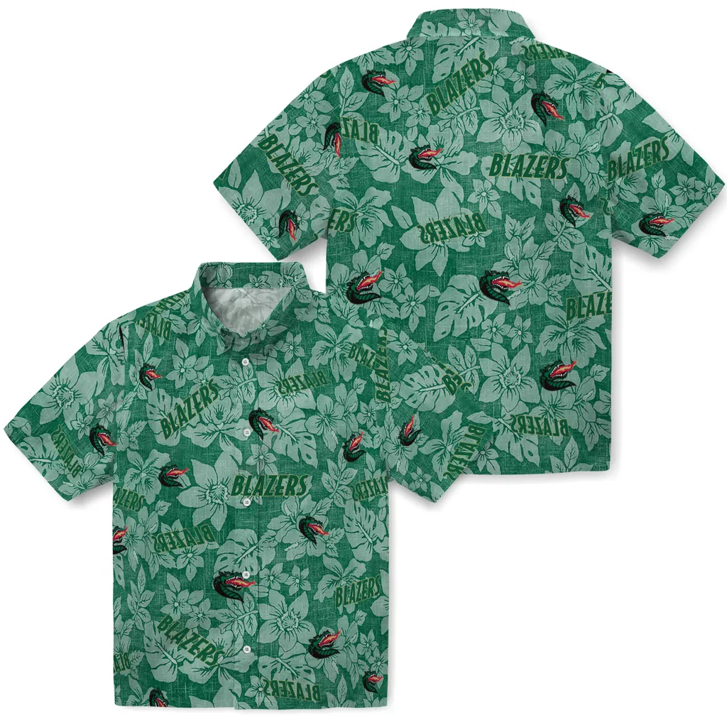 UAB Blazers Hawaiian Shirt - Hibiscus Oasis uab blazers hibiscus oasis green hawaiian shirts high quality