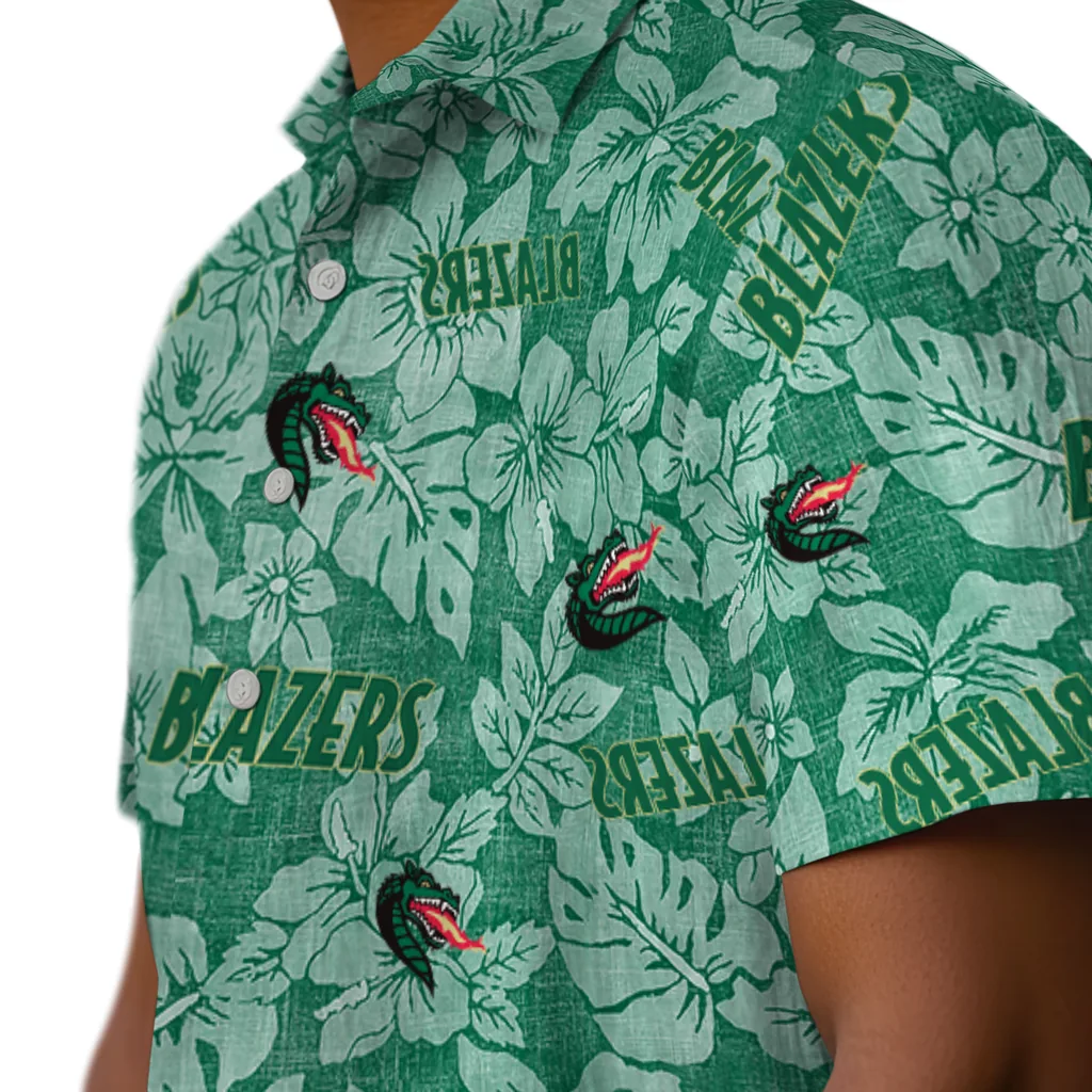 UAB Blazers Hawaiian Shirt - Hibiscus Oasis uab blazers hibiscus oasis green hawaiian shirts trendy