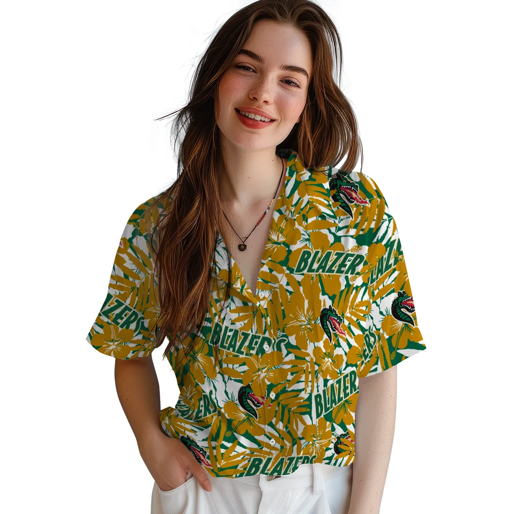 UAB Blazers Hawaiian Shirt - Hibiscus Overlay uab blazers hibiscus overlay hawaiian shirts latest model