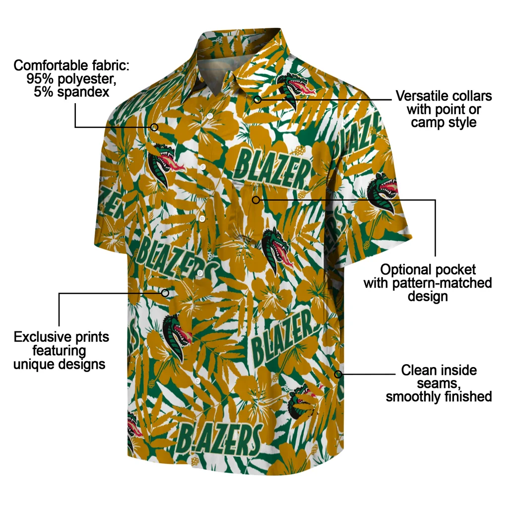 UAB Blazers Hawaiian Shirt - Hibiscus Overlay uab blazers hibiscus overlay hawaiian shirts new arrival