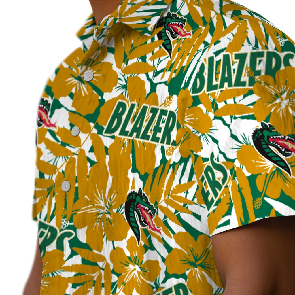 UAB Blazers Hawaiian Shirt - Hibiscus Overlay uab blazers hibiscus overlay hawaiian shirts trendy
