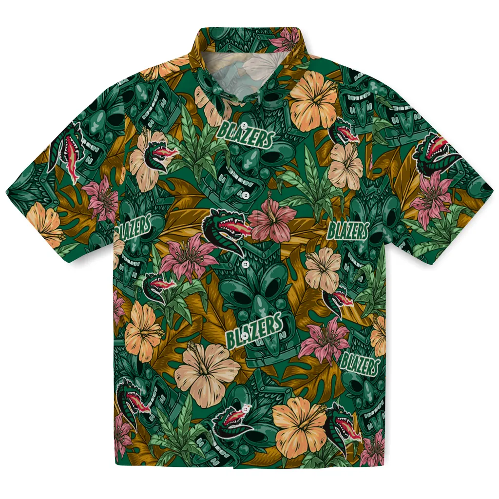 UAB Blazers Hawaiian Shirt - Hibiscus Tiki Jungle uab blazers tiki jungle green hawaiian shirts best selling
