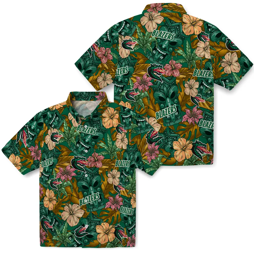 UAB Blazers Hawaiian Shirt - Hibiscus Tiki Jungle uab blazers tiki jungle green hawaiian shirts high quality