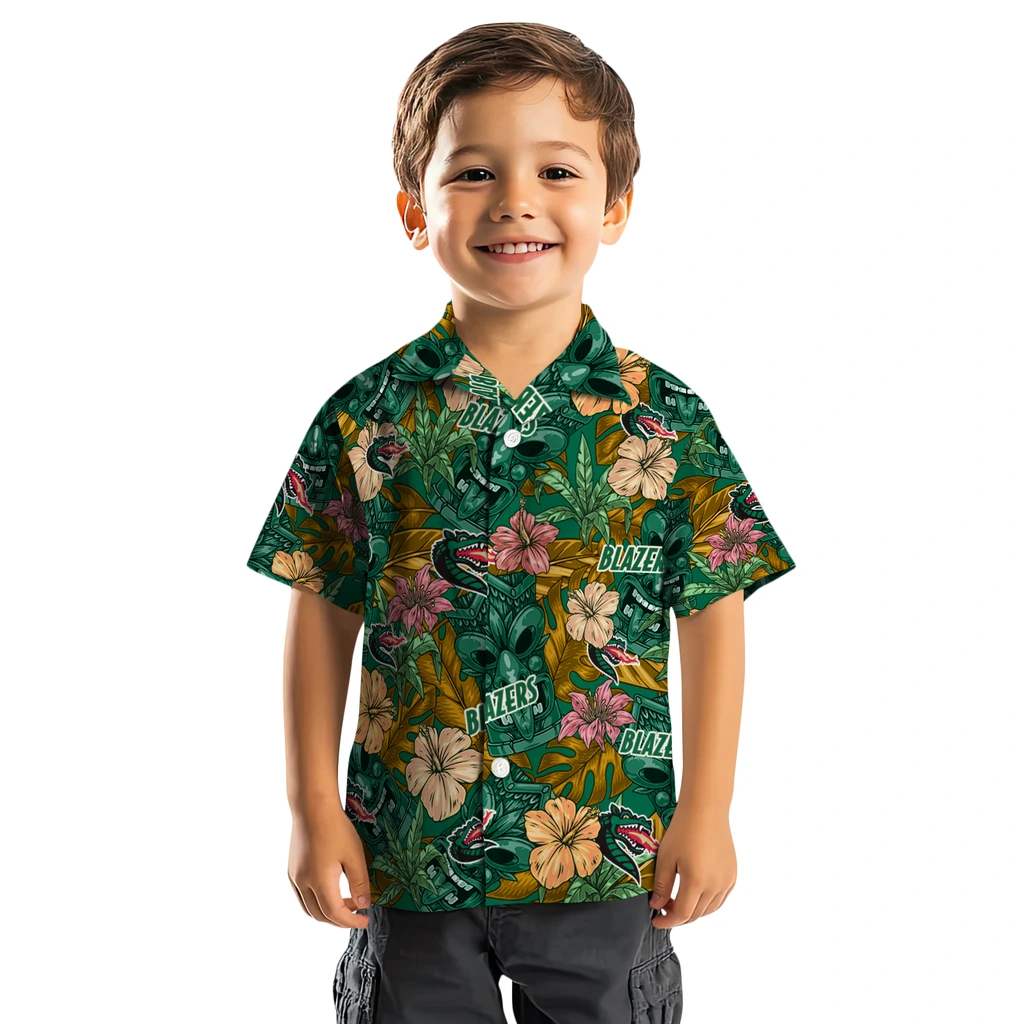 UAB Blazers Hawaiian Shirt - Hibiscus Tiki Jungle uab blazers tiki jungle green hawaiian shirts top rated