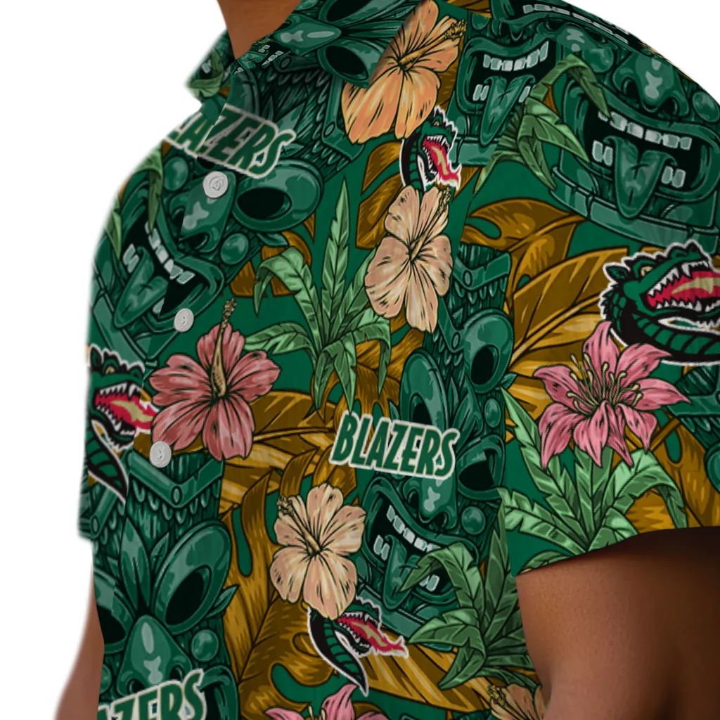 UAB Blazers Hawaiian Shirt - Hibiscus Tiki Jungle uab blazers tiki jungle green hawaiian shirts trendy