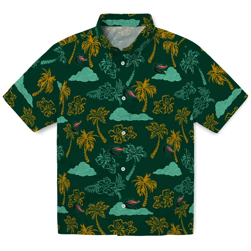 UAB Blazers Hawaiian Shirt - Palm And Clouds uab blazers palm and clouds green hawaiian shirts best selling