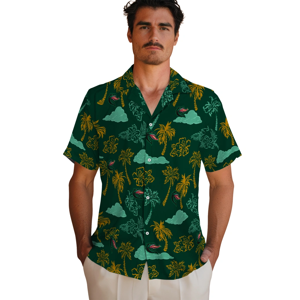 UAB Blazers Hawaiian Shirt - Palm And Clouds uab blazers palm and clouds green hawaiian shirts fashion forward