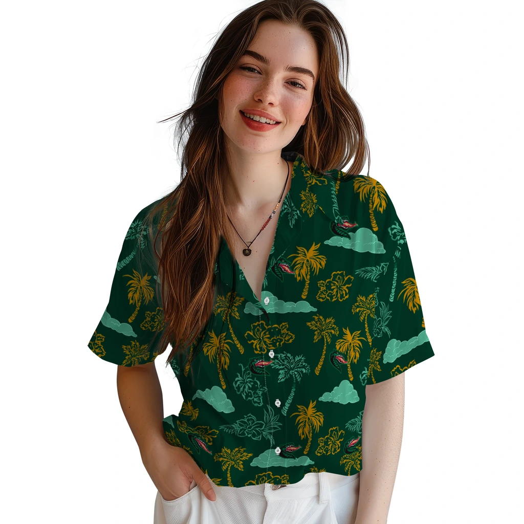 UAB Blazers Hawaiian Shirt - Palm And Clouds uab blazers palm and clouds green hawaiian shirts latest model