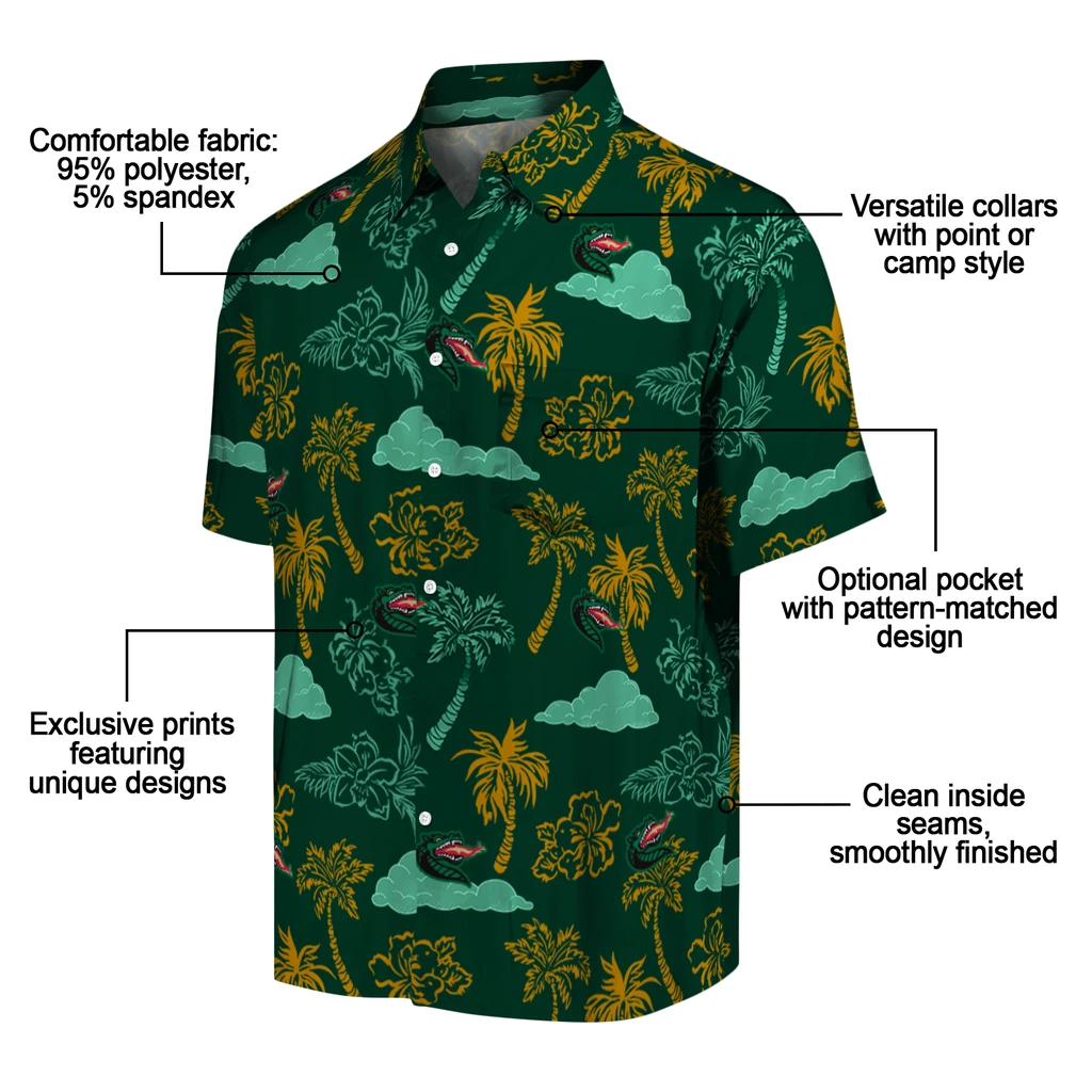 UAB Blazers Hawaiian Shirt - Palm And Clouds uab blazers palm and clouds green hawaiian shirts new arrival
